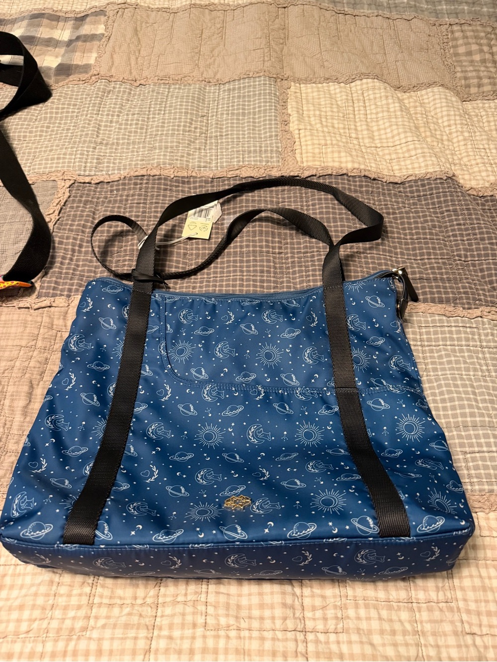 RADLEY LONDON Blue Celestial Print Tote with Black Straps